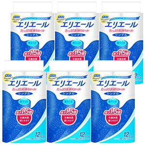 エリエール トイレットペーパー 1.5倍巻き 82.5m×72ロール(12ロール×6パック) シングル パルプ100% リラックス感のある香り【