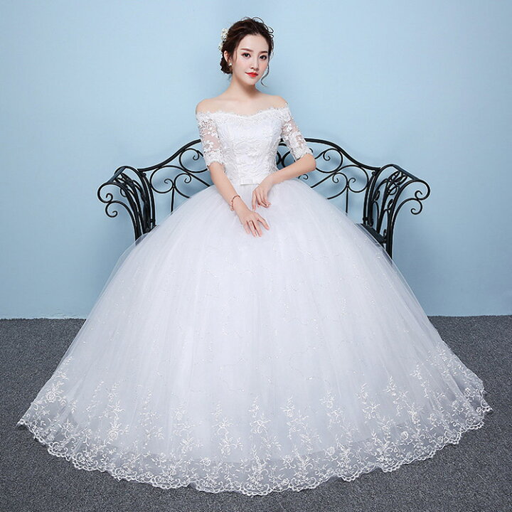 楽天市場】ウェディング ドレス 花嫁 大きいサイズ 6XL 袖あり 花柄  