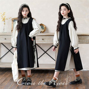 卒業式 小学校女子 150 160 165 ワンピース 重ね着 長袖 黒 白 卒服 女子 小学校 韓国 シャツワンピース 卒業式 入学式 フォーマル 子供服 ピアノ発表会 ドレス 発表会 キッズ ジュニア 女の子 卒