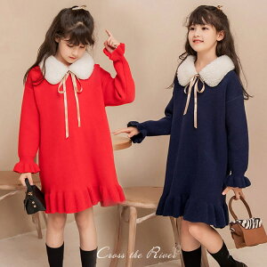 卒業式 ワンピース 女の子 小学校女子 大きいサイズ 150 160 入学式 ピアノ発表会 小学生 韓国 卒服 ニット フォーマル 長袖 子供 春 ジュニア ワンピーススーツ 発表会 キッズ お受験 女の子