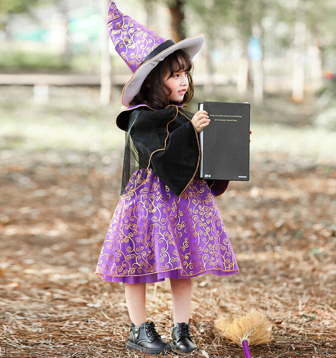 楽天市場 ハロウィン 仮装 小学生 魔女 デビル 黒 ハロウィン 女の子 ハロウィーン衣装 コスプレ ワンピース パープル 可愛い ドレス 3点セット キッズ 魔女っ娘 ハロウィン衣装 帽子付き コスチューム 変装 パーティー ステージ 発表会 舞台劇 テーマパーク 魔法使い