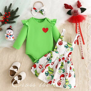 クリスマス ベビー ロンパース 子供服 ワンピース 赤 緑 赤ちゃん ドレス 子供 女の子 キッズ 長袖 グリーン レッド クリスマス衣装 コスチューム コスプレ ベビー服 キャラクター衣装 サン