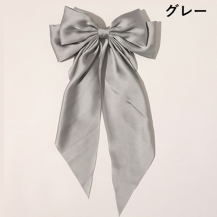 新品 ビッグ グレー バレッタ ヘアアクセサリー リボン 価格 交渉 送料無料 リボン