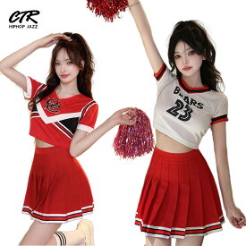 ★即納あり！ チアガール チア衣装 k-pop 衣装 大人 韓国 ダンス衣装 シャツ 半袖 スカート チアダンス 衣装 演出服 トップス スカート チアガール チアリーダー ダンス衣装 ガールズ プリーツスカート ヒップホップ ジャズダンス 派手 団体服 応援団 ステージ衣装 セット