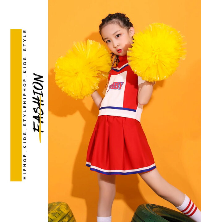 楽天市場】キッズ チアダンス 衣装 セットアップ 女の子 赤 スカート 