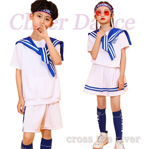 チアダンス 衣装 セットアップ 女の子 セラー服 スカート 半ズボン男の子 チアガール衣装 ガールズ チアリーダー ヒップホップ チアガール 衣装 チア 体操服 ダンスウェア ダンス衣装 発表