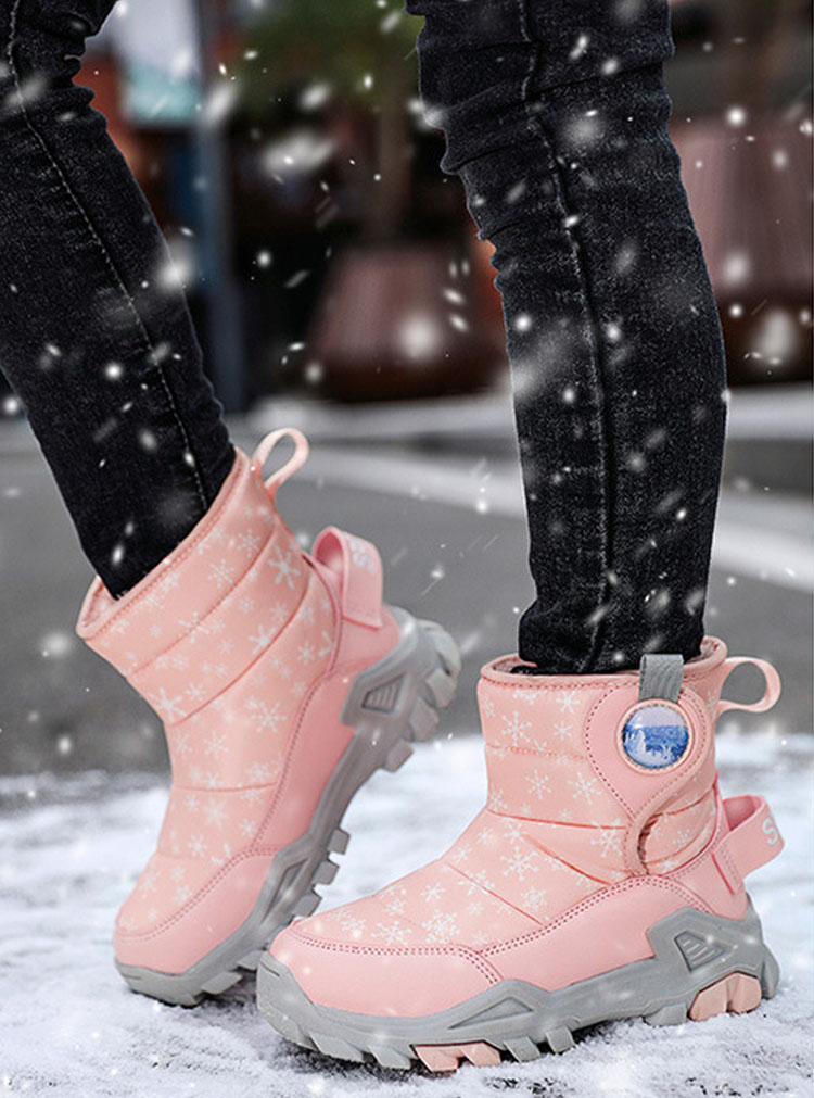 キッズ スノーブーツ ピンク 防寒靴 雪遊び ブーツ 雪 子供 ボア