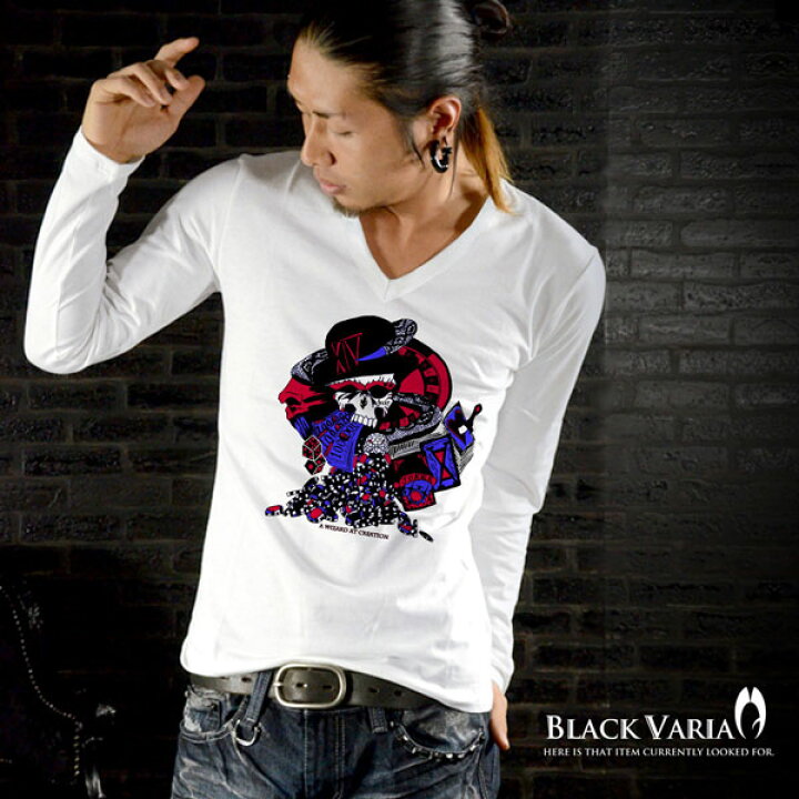 楽天市場】Tシャツ スカル ギャンブラー パイソン プリント Vネック 