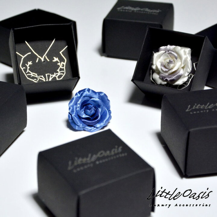 111 Bl Little Oasi バラ パーティー ブルー青 ブローチ ブートニエール メンズ ラペルピン 光沢 結婚式 薔薇 造花 本店は Oasi