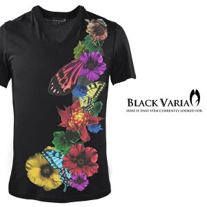 BLACK VARIA �u���b�N�o���A blackvaria T�V���c �ԕ� �n�C�r�X�J�X �� �� V�l�b�N ���� �v�����gT�V���c �����Y �X���� �אg mens �t�@�b�V���� ������� (�u���b�N��) zkk021