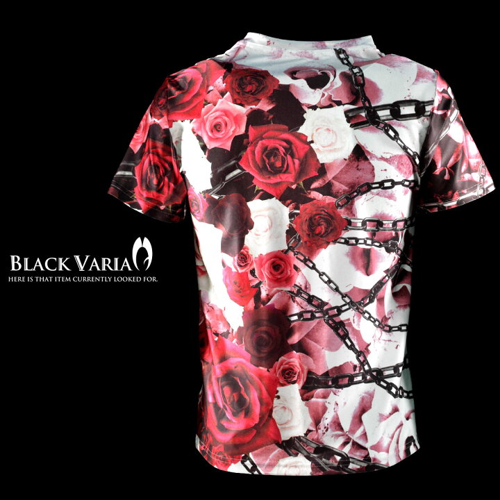楽天市場】Tシャツ 花柄 バラ柄 薔薇 チェーン Vネック 半袖Tシャツ 
