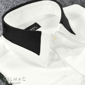 ドレスシャツ サテンシャツ 襟 切り替え レギュラーカラー 無地 結婚式 パーティー メンズ mens ファッション おしゃれ (ホワイト白) 36110