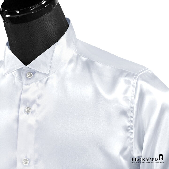 サテンシャツ ウィングカラー 1618 ドレスシャツ メンズ ユニフォーム ワインレッド赤 光沢 日本製 無地 発表会 衣装 長袖 限定特価 無地