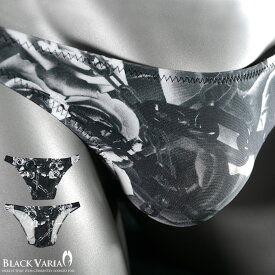 ハーフバック マイクロビキニ バラ 薔薇柄 ローライズ メンズ 下着 パンツ mens ファッション おしゃれ (ブラック黒) uw066