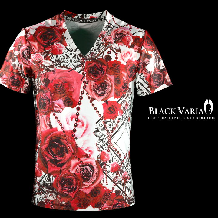 楽天市場】Tシャツ 薔薇柄 花柄 バラ チェーン柄 総柄 Vネック 半袖T 
