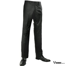 スラックス ノータック メンズ スリム 無地 スーツ ストレート パンツ mens ファッション おしゃれ (ブラック黒) 933502