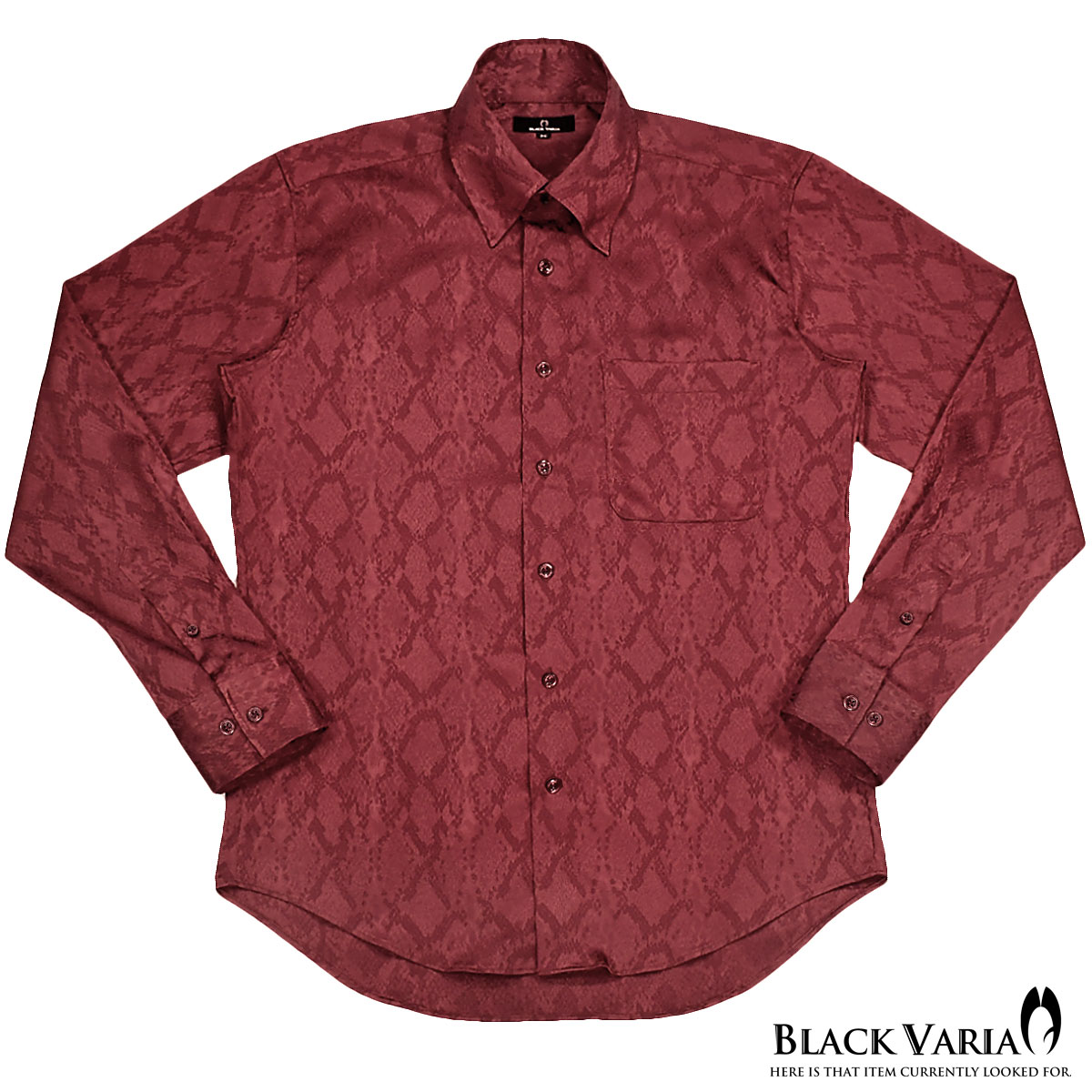 サテンシャツ ドレスシャツ ドゥエボットーニ パイソン 蛇 日本製 スナップダウン ジャガード パーティー メンズ mens  ファッション(ワインレッド赤) 181711 | BLACK VARIA／ブラックバリア