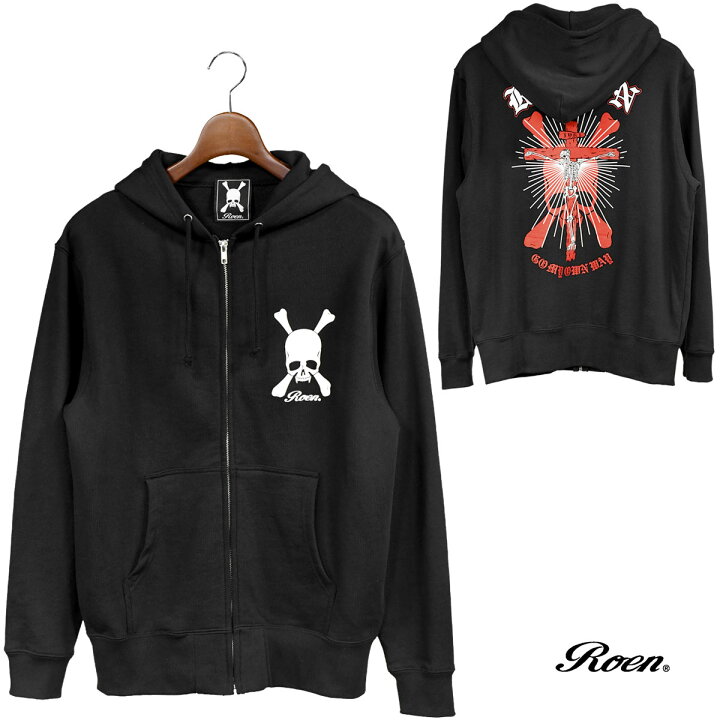 楽天市場】Roen ロエン ジップアップパーカー スカル スケルトン  