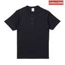 Tシャツ United Athle ユナイテッドアスレ 5.6oz ヘンリーネック 半袖 スポーツ 厚手 無地 スポーツ ダンス シンプル メンズ 500401 ファッション おしゃれ (ブラック黒) 500401