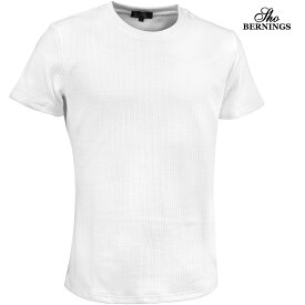 Tシャツ クルーネック ストライプ柄 メンズ シンプル 半袖 無地 mens(ホワイト白) 342342