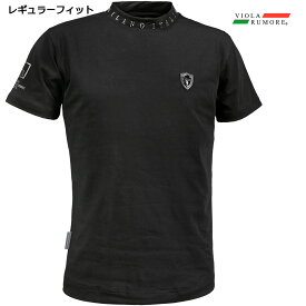 VIOLA rumore ヴィオラ ビオラ Tシャツ モックネック 襟プリント シンプル メンズ 半袖Tシャツ mens(ブラック黒) 31319