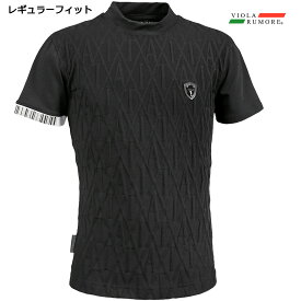 VIOLA rumore ヴィオラ ビオラ Tシャツ モックネック ジャガード メンズ 半袖Tシャツ mens(ブラック黒) 31320