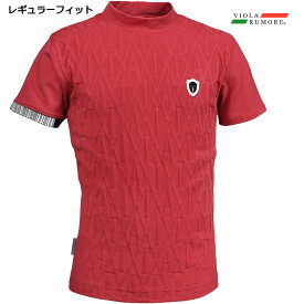 VIOLA rumore ヴィオラ ビオラ Tシャツ モックネック ジャガード メンズ 半袖Tシャツ mens(レッド赤) 31320