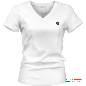 VIOLA rumore レディース ヴィオラ ビオラ Tシャツ Vネック 無地 スリムフィット 伸縮性 シンプル Tシャツ mens(ホワイト白) 13300
