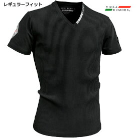 VIOLA rumore ヴィオラ ビオラ Tシャツ Vネック リブ 襟ロゴ メンズ 半袖Tシャツ mens(ブラック黒) 31313