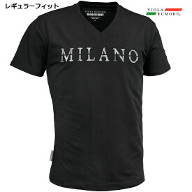 VIOLA rumore ヴィオラ ビオラ Tシャツ Vネック PUボンディング ロゴ カモフラ柄 メンズ 半袖Tシャツ mens(ブラック黒) 31314