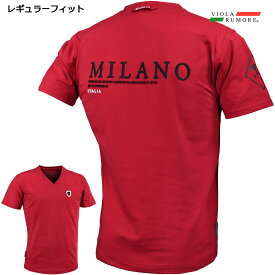 VIOLA rumore ヴィオラ ビオラ Tシャツ Vネック バックプリント ロゴ メンズ 半袖Tシャツ mens(レッド赤) 31315