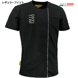 VIOLA rumore ヴィオラ ビオラ Tシャツ クルーネック ロゴテープ パイピング メンズ 半袖Tシャツ mens(ブラック黒) 31324