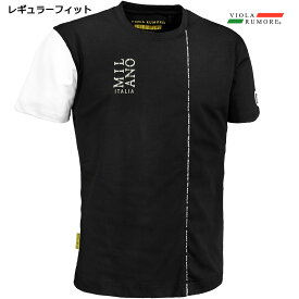 VIOLA rumore ヴィオラ ビオラ Tシャツ クルーネック ロゴテープ パイピング メンズ 半袖Tシャツ mens(ブラック黒ホワイト白) 31324