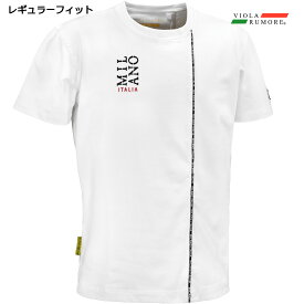 VIOLA rumore ヴィオラ ビオラ Tシャツ クルーネック ロゴテープ パイピング メンズ 半袖Tシャツ mens(ホワイト白) 31324