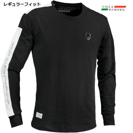 VIOLA rumore ヴィオラ ビオラ Tシャツ クルーネック 袖プリント メンズ 長袖Tシャツ mens(ブラック黒ホワイト白) 42110