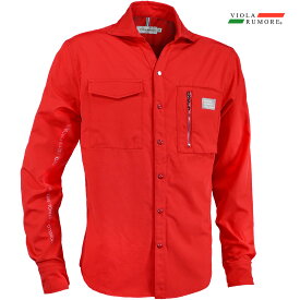 VIOLA rumore ヴィオラ ビオラ シャツ スキッパー 無地 袖プリント メンズ 長袖 mens(レッド赤) 42111