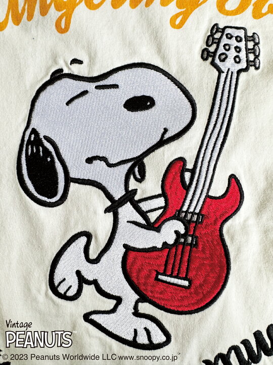 楽天市場】スヌーピー SNOOPY ギター 長袖Tシャツ クルーネック 