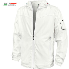 VIOLA rumore ヴィオラ ビオラ ジップアップパーカー 袖ポケット メンズ ロゴフード mens(ホワイト白) 42117