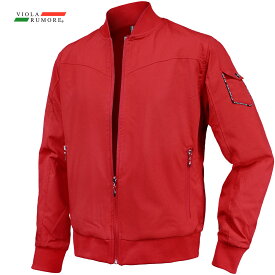 VIOLA rumore ヴィオラ ビオラ ジャケット MA-1 ジャガードリブ ロゴ襟 ジップアップ 袖ポケット メンズ mens(レッド赤) 42118