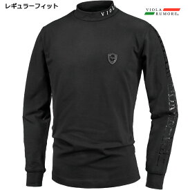 VIOLA rumore ヴィオラ ビオラ Tシャツ モックネック 襟ロゴ メンズ 長袖Tシャツ mens(ブラック黒) 42200