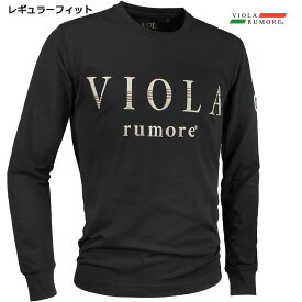 VIOLA rumore ヴィオラ ビオラ Tシャツ クルーネック ロゴ メンズ 長袖Tシャツ mens(ブラック黒×金ロゴ) 42202