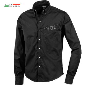 VIOLA rumore ヴィオラ ビオラ シャツ ラインストーン ホリゾンタルカラー メンズ 長袖 men(ブラック黒×白ストーン) 42300