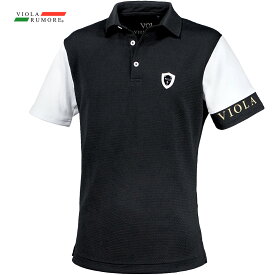 VIOLA rumore ヴィオラ ビオラ ポロシャツ シートプリント バックプリント メンズ ポロ 半袖 mens(ブラック黒×白袖) 42311
