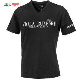 VIOLA rumore ヴィオラ ビオラ Tシャツ Vネック シートPT オーバーステッチ メンズ 半袖Tシャツ mens(ブラック黒) 42322