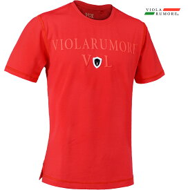VIOLA rumore ヴィオラ ビオラ Tシャツ クルーネック ロゴPT オーバーステッチ メンズ 半袖Tシャツ mens(レッド赤) 42326