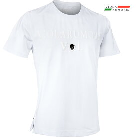 VIOLA rumore ヴィオラ ビオラ Tシャツ クルーネック ロゴPT オーバーステッチ メンズ 半袖Tシャツ mens(ホワイト白) 42326