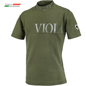 VIOLA rumore ヴィオラ ビオラ Tシャツ モックネック 襟ロゴ メンズ 半袖Tシャツ mens(カーキ緑) 42327