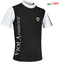 VIOLA rumore ヴィオラ ビオラ Tシャツ モックネック 襟ロゴ メンズ 半袖Tシャツ mens(ブラック黒×ホワイト白) 42328