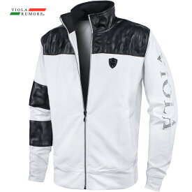 VIOLA rumore ヴィオラ ビオラ ジャケット ジップアップ PU切替 ラインストーン メンズ ブルゾン mens(ホワイト白ブラック黒) 52118