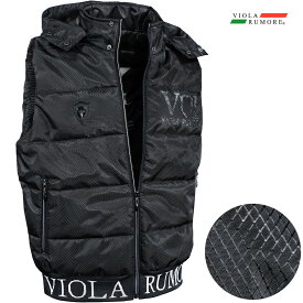 VIOLA rumore ヴィオラ ビオラ 中綿ベスト パーカー リップストップ生地 メンズ アウター シンプル フルジップベスト mens ファッション おしゃれ(ブラック黒) 52100
